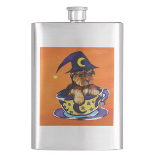 Halloween Yorkie Poo Hip Flask