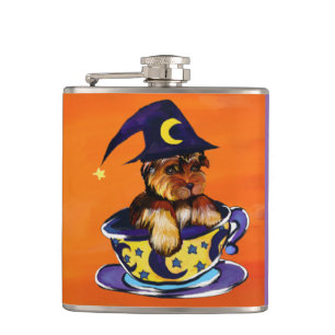 Halloween Yorkie Poo Hip Flask