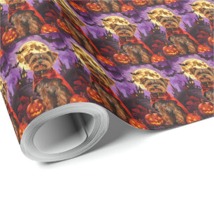 Halloween Yorkipoo Vampire Pumpkins Scary Wrapping Paper