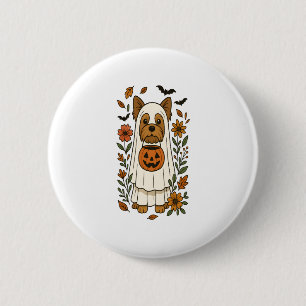 Halloween Yorkshire Terrier Flowers Halloween 6 Cm Round Badge