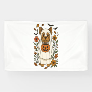 Halloween Yorkshire Terrier Flowers Halloween Banner
