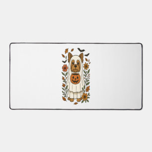 Halloween Yorkshire Terrier Flowers Halloween Desk Mat