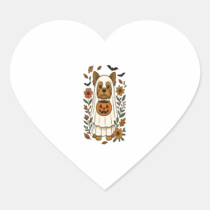 Halloween Yorkshire Terrier Flowers Halloween Heart Sticker