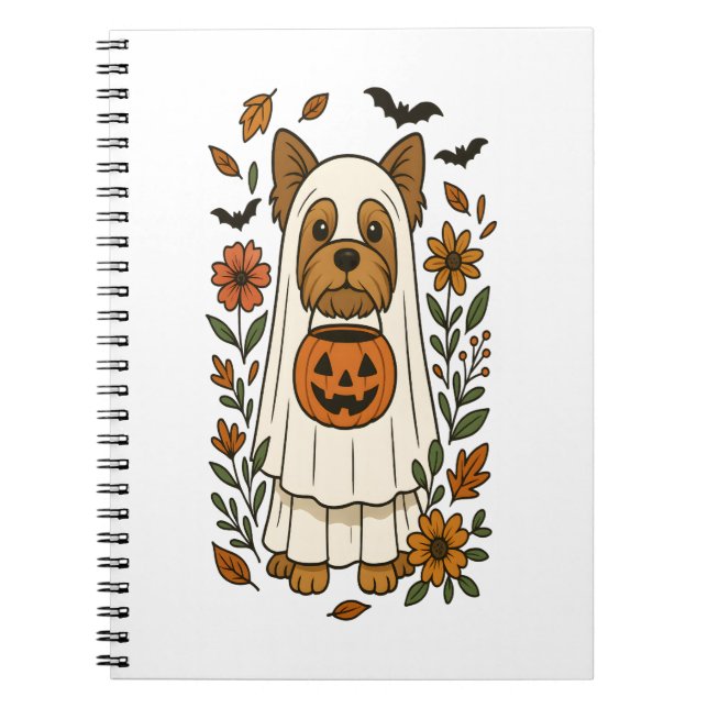 Halloween Yorkshire Terrier Flowers Halloween Notebook (Front)