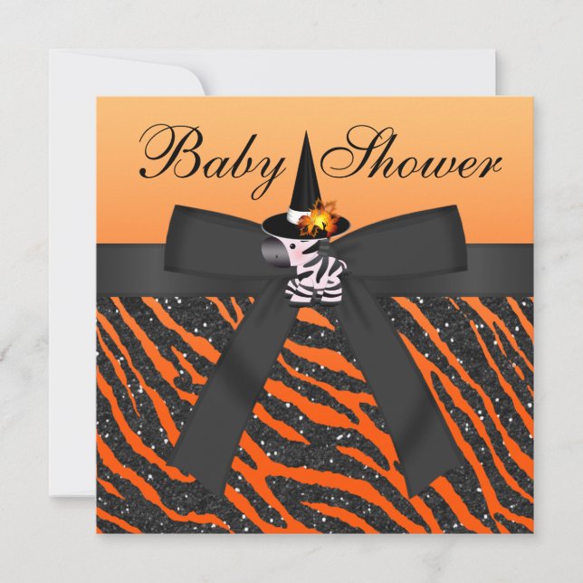Halloween Zebra & Animal Print Baby Shower Invitation (Front)