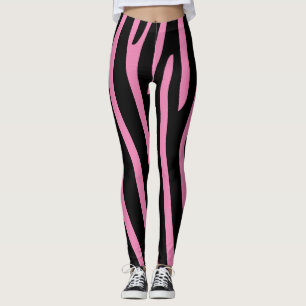 Halloween Zebra Stripes Black & Pink Leggings