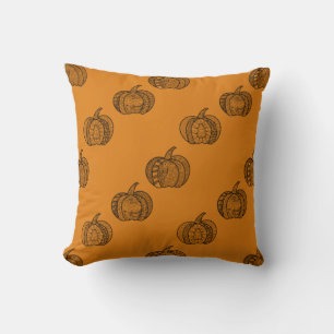 Halloween Zentangle® inspired boho pumpkins Autumn Cushion