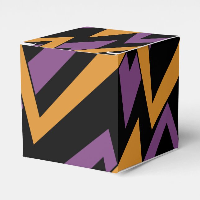Halloween Zig Zags Orange Purple   Favour Box (Front Side)