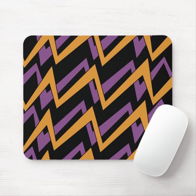 Halloween Zig Zags Orange Purple   Mouse Mat (With Mouse)