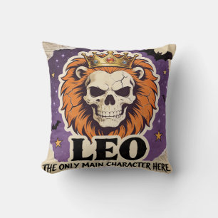 Halloween Zodiac Leo Skeleton Birthday Gift Cushion