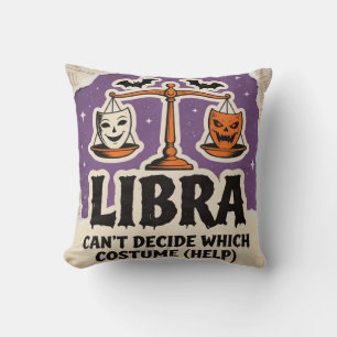Halloween Zodiac Libra Skeleton Birthday Gift Cushion