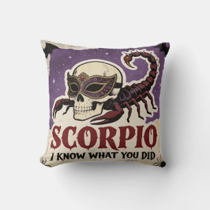 Halloween Zodiac Scorpio Skeleton Birthday Gift Cushion