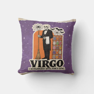 Halloween Zodiac Virgo Skeleton Birthday Gift Cushion