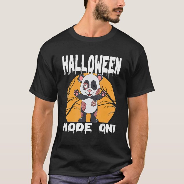Halloween Zombie Animal Halloween Panda T-Shirt (Front)
