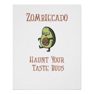 Halloween Zombie Avocado Poster