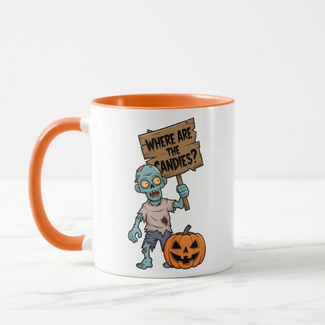 Halloween Zombie Cartoon and funny Mug (Left)