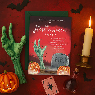 Halloween Zombie Cemetery Party Invitation