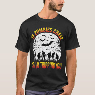 Halloween Zombie Chase Funny Horror Graphic T-Shirt