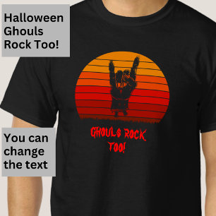 Halloween Zombie Ghouls Rock Too Hand Bones  T-Shirt