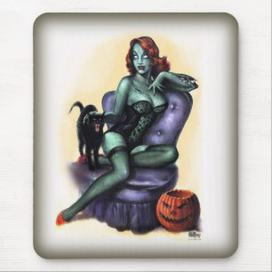 Halloween Zombie Girl Pin Up Mouse Mat