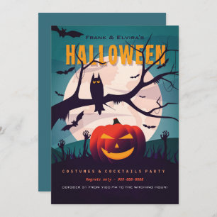 Halloween zombie graveyard costume party    invitation