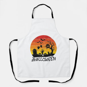 Halloween Zombie Hand Tombstone Tree Black Cat Bat Apron
