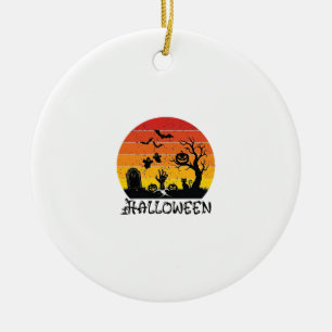 Halloween Zombie Hand Tombstone Tree Black Cat Bat Ceramic Tree Decoration