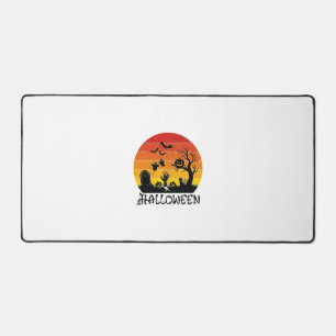 Halloween Zombie Hand Tombstone Tree Black Cat Bat Desk Mat