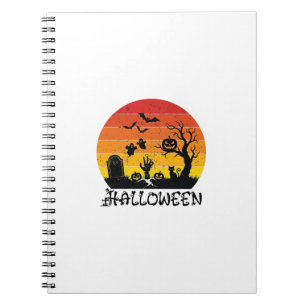 Halloween Zombie Hand Tombstone Tree Black Cat Bat Notebook