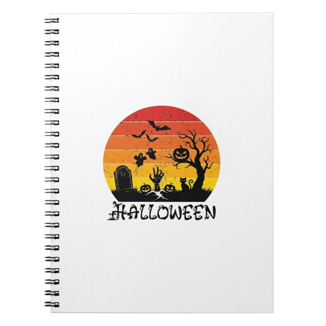 Halloween Zombie Hand Tombstone Tree Black Cat Bat Notebook (Front)