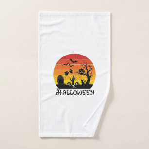Halloween Zombie Hand Tombstone Tree Black Cat Bat Towel