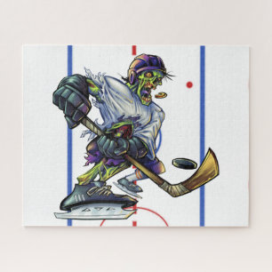 Halloween Zombie Hockey Player Funny Sports Jigsaw Puzzle