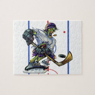 Halloween Zombie Hockey Player Funny Sports Jigsaw Puzzle