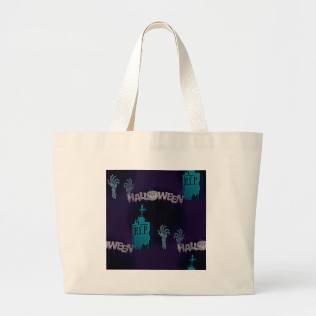 halloween zombie large tote bag (Front)