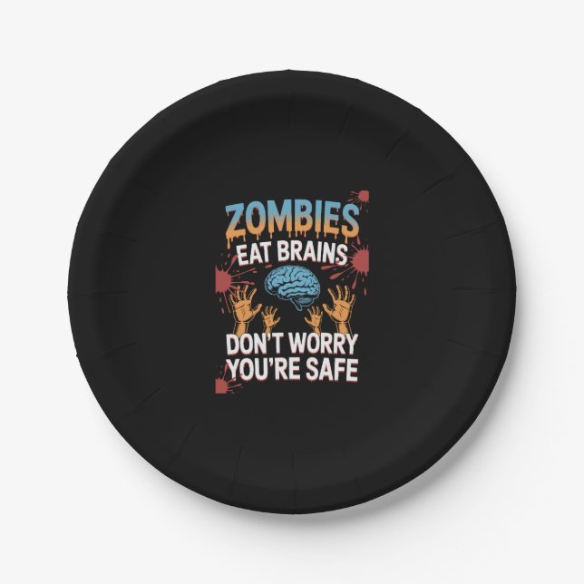Halloween Zombie Paper Plate (Front)