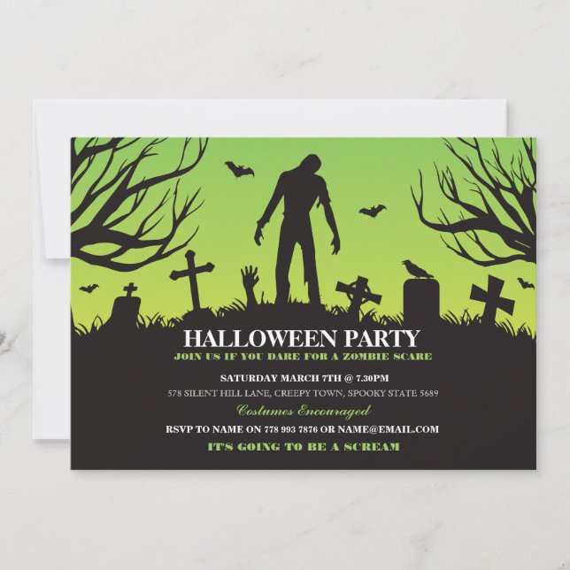 Halloween Zombie Party Spooky Apocalypse Invite (Front)