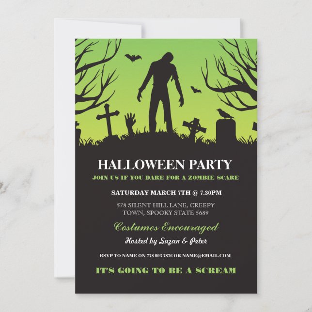 Halloween Zombie Party Spooky Graveyard Invitation (Front)