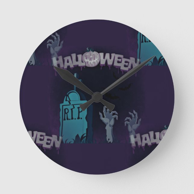 halloween zombie round clock (Front)