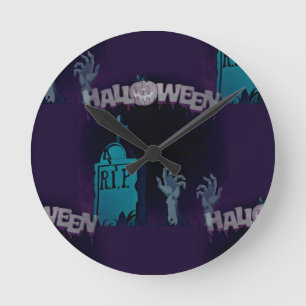 halloween zombie round clock
