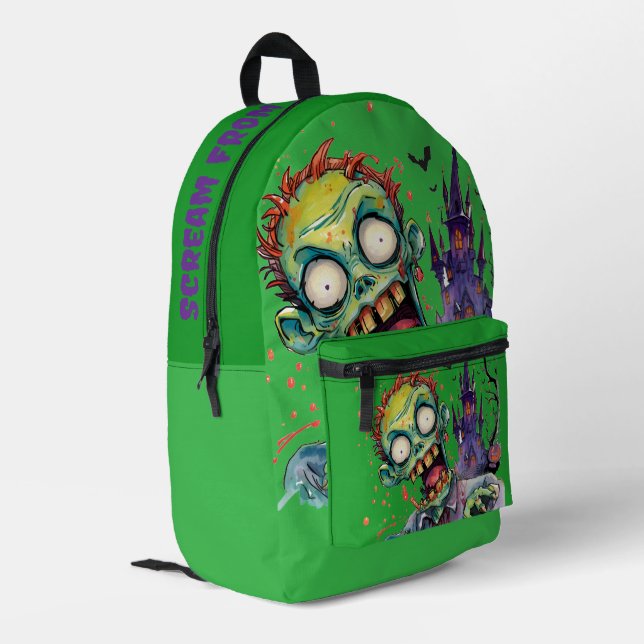 Halloween, Zombie,Scream From The Purple Castle ,  Printed Backpack (Back Corner Left)