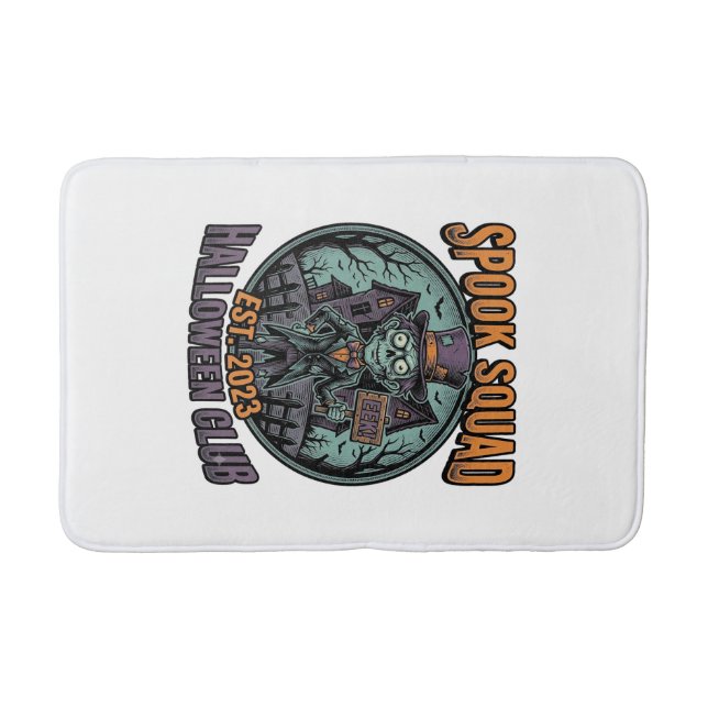 Halloween Zombie Shirt Funny Spook Squad Engraved  Bath Mat (Front)