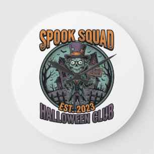 Halloween Zombie Shirt Funny Spook Squad Engraved  Large Clock