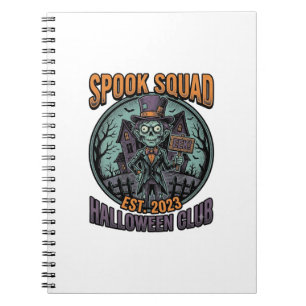 Halloween Zombie Shirt Funny Spook Squad Engraved Notebook