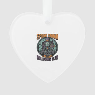 Halloween Zombie Shirt Funny Spook Squad Engraved Ornament