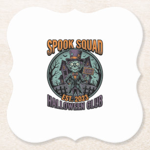 Halloween Zombie Shirt Funny Spook Squad Engraved Paper Coaster