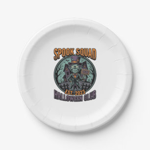 Halloween Zombie Shirt Funny Spook Squad Engraved Paper Plate