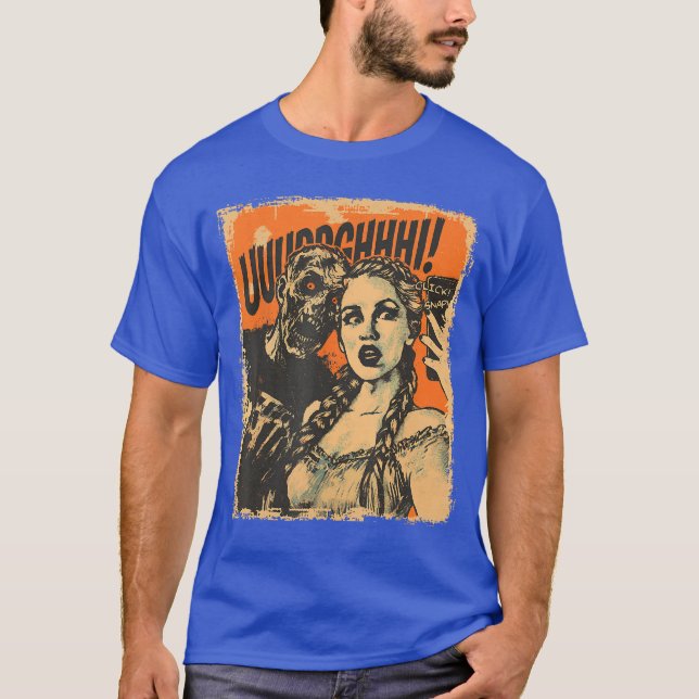 Halloween Zombie Sie Retro Horror Comic Panel Art  T-Shirt (Front)