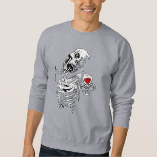 halloween zombie skeleton drinking wine skull sweatshirt