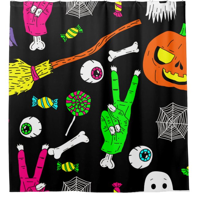 Halloween zombie skulls shower curtain (Front)