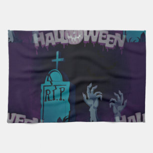 halloween zombie tea towel